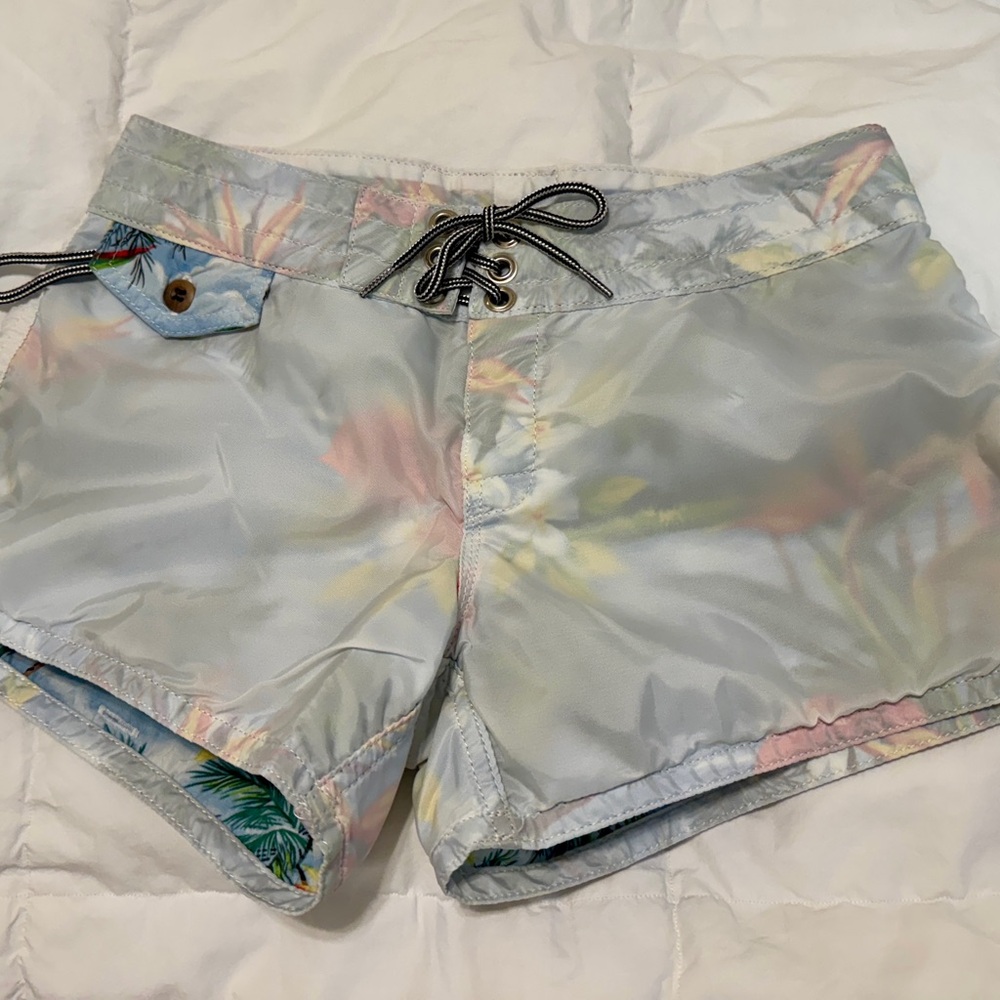 Birdsell Britches - Women’s Board Shorts - Rare transparent Floral Paradise
